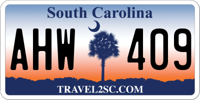 SC license plate AHW409