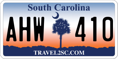 SC license plate AHW410