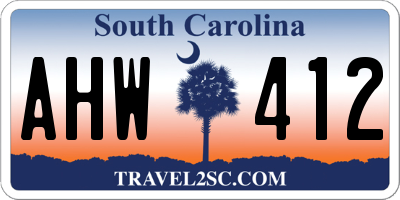 SC license plate AHW412