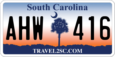 SC license plate AHW416