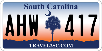 SC license plate AHW417