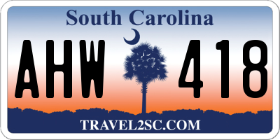 SC license plate AHW418