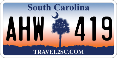 SC license plate AHW419