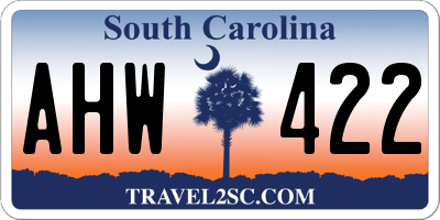 SC license plate AHW422
