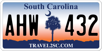 SC license plate AHW432