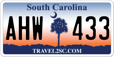 SC license plate AHW433