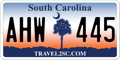 SC license plate AHW445