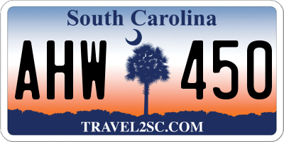SC license plate AHW450
