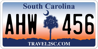 SC license plate AHW456