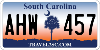 SC license plate AHW457