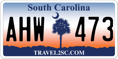 SC license plate AHW473