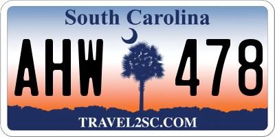 SC license plate AHW478