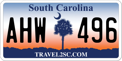 SC license plate AHW496