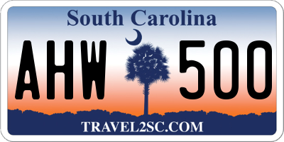 SC license plate AHW500