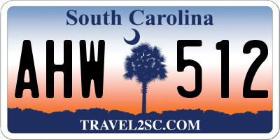 SC license plate AHW512