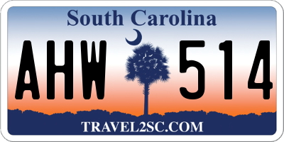 SC license plate AHW514
