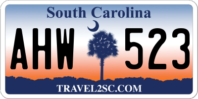 SC license plate AHW523