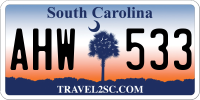 SC license plate AHW533