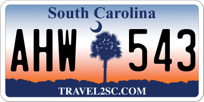 SC license plate AHW543