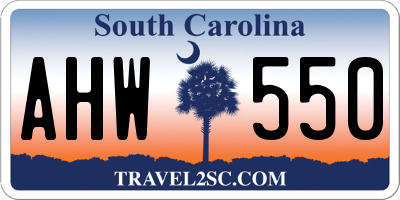 SC license plate AHW550