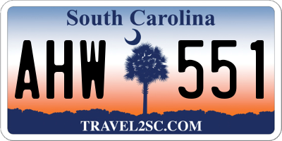 SC license plate AHW551