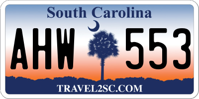 SC license plate AHW553