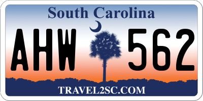SC license plate AHW562