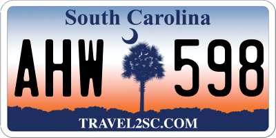 SC license plate AHW598