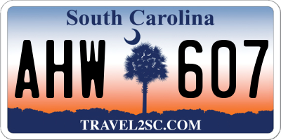 SC license plate AHW607