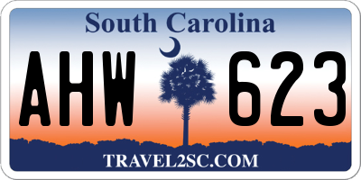 SC license plate AHW623