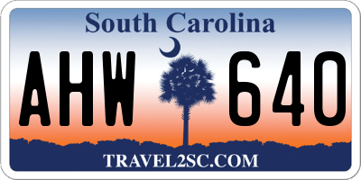 SC license plate AHW640