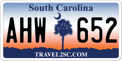 SC license plate AHW652