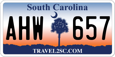 SC license plate AHW657