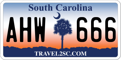 SC license plate AHW666