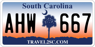 SC license plate AHW667