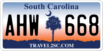 SC license plate AHW668