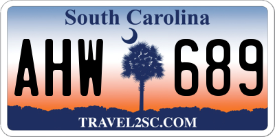 SC license plate AHW689