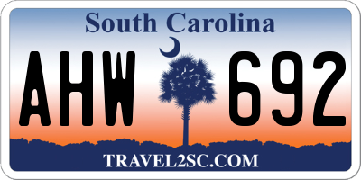 SC license plate AHW692