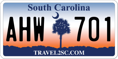 SC license plate AHW701
