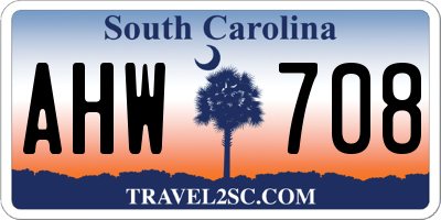 SC license plate AHW708