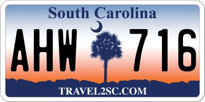 SC license plate AHW716