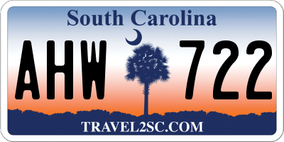 SC license plate AHW722
