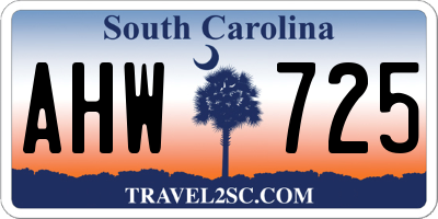 SC license plate AHW725