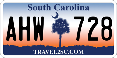 SC license plate AHW728