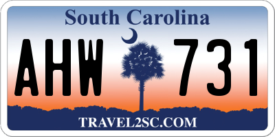 SC license plate AHW731