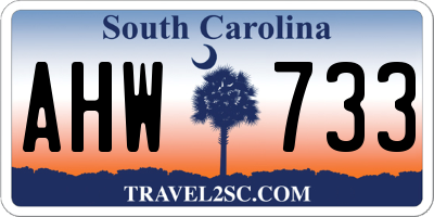 SC license plate AHW733