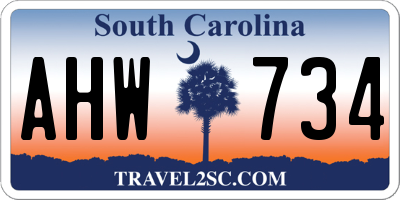 SC license plate AHW734