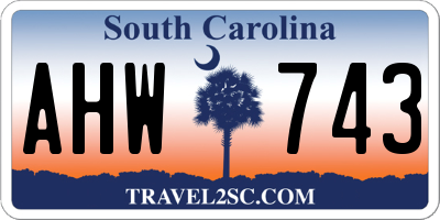 SC license plate AHW743