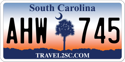 SC license plate AHW745