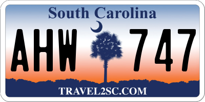 SC license plate AHW747
